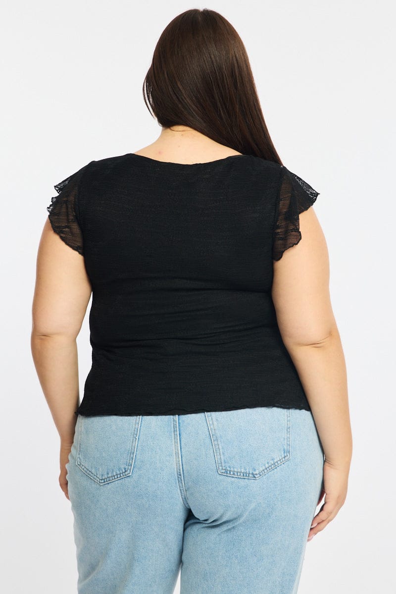 Black Lace Top Short Sleeve Babydoll for YouandAll Fashion