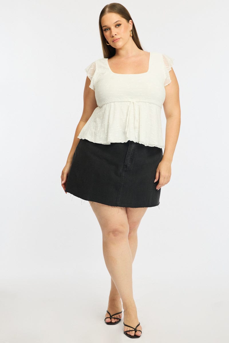 White Lace Top Short Sleeve Babydoll for YouandAll Fashion