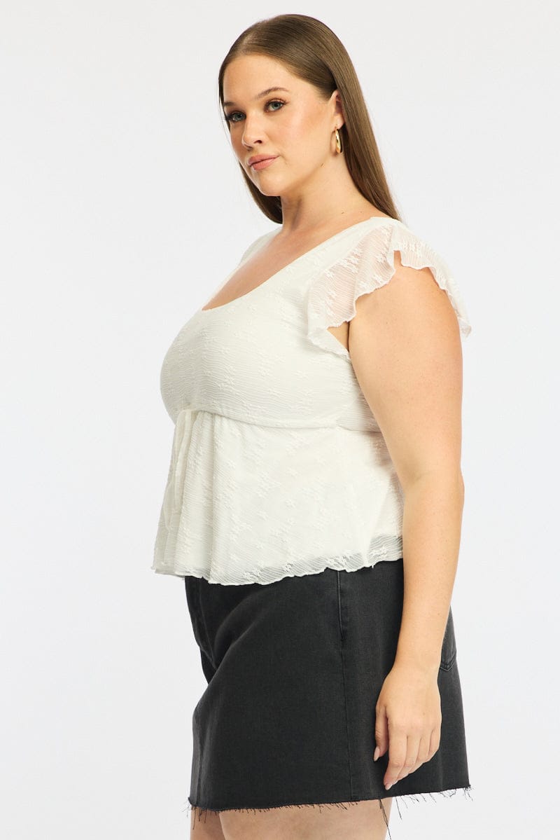White Lace Top Short Sleeve Babydoll for YouandAll Fashion