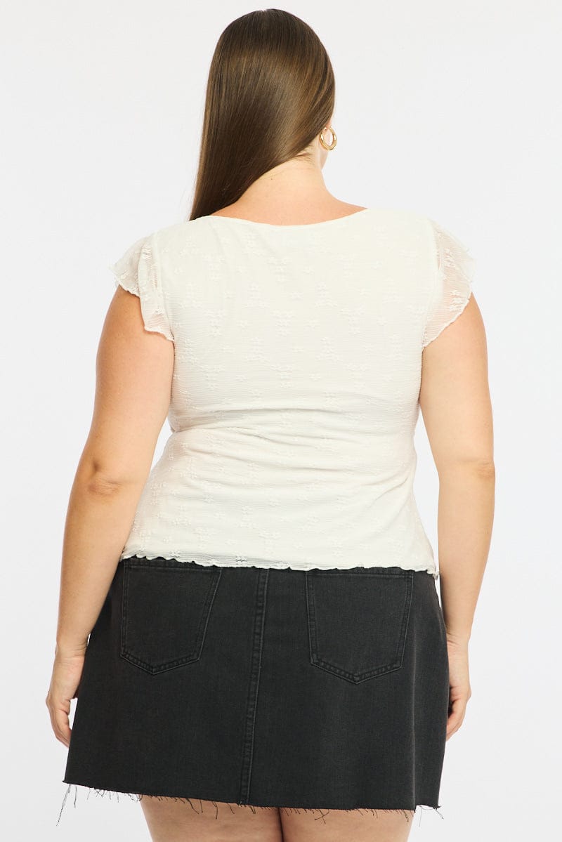 White Lace Top Short Sleeve Babydoll for YouandAll Fashion