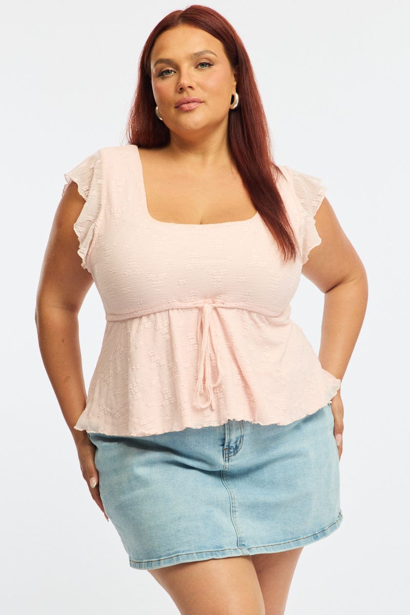 Pink Lace Top Short Sleeve Babydoll for YouandAll Fashion