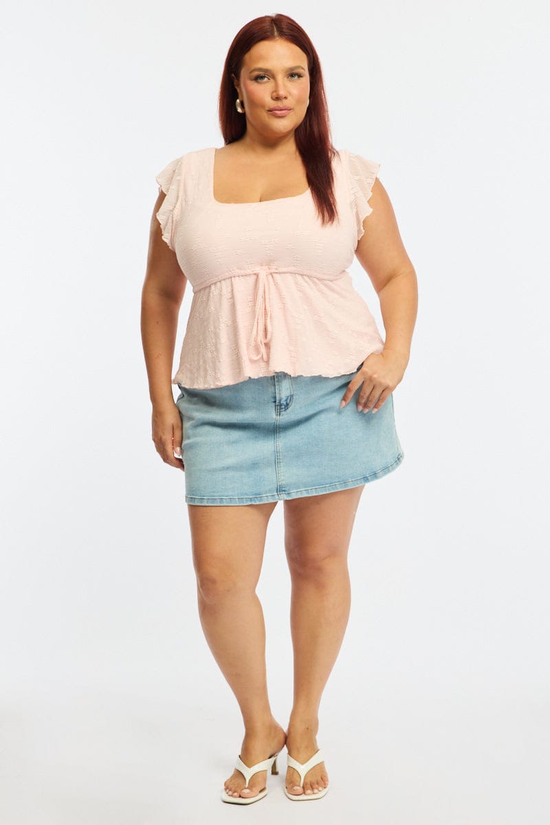 Pink Lace Top Short Sleeve Babydoll for YouandAll Fashion