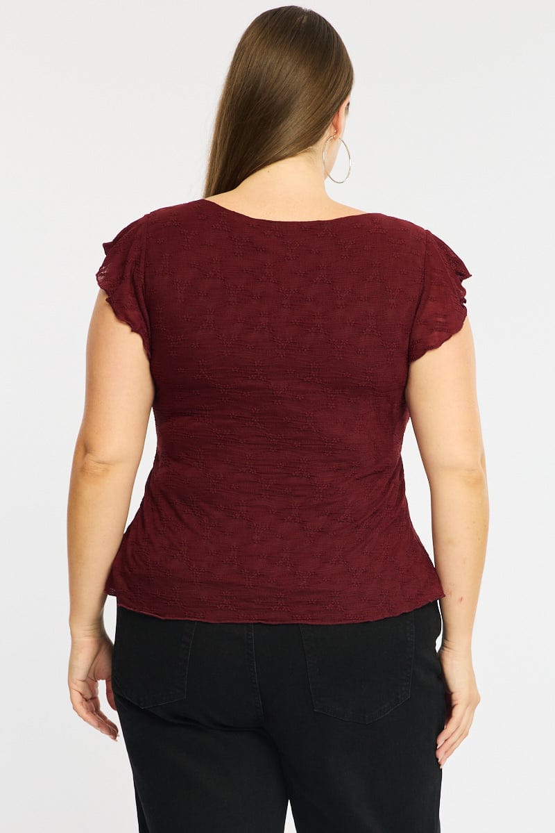 Red Lace Babydoll Top Short Sleeve for YouandAll Fashion