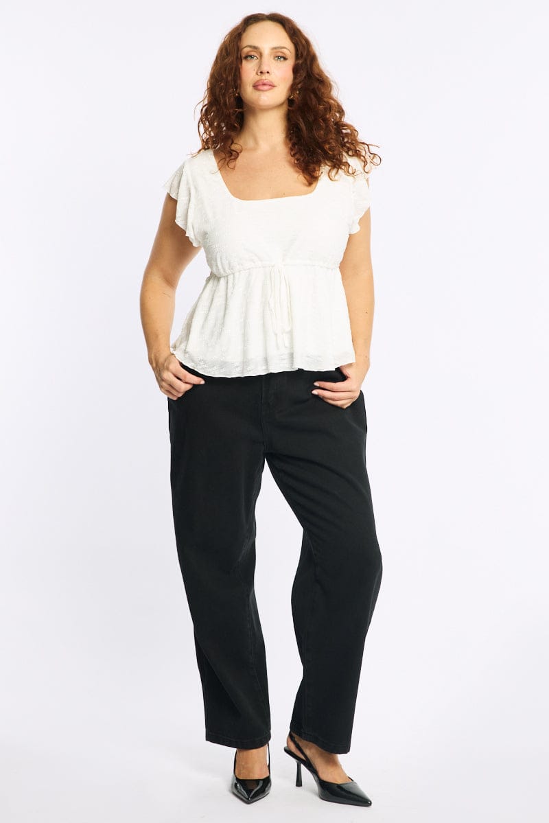 White Lace Babydoll Top Short Sleeve for YouandAll Fashion