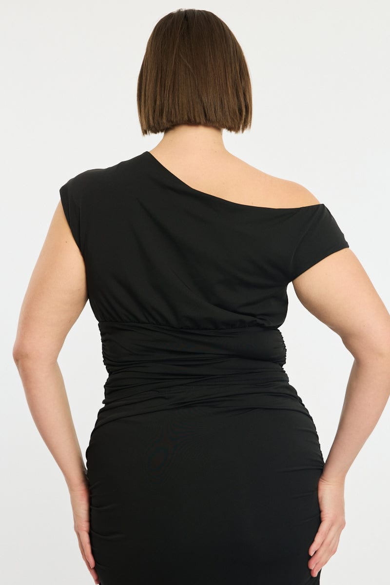 Black Asymmetrical Top Short Sleeve Jersey for YouandAll Fashion