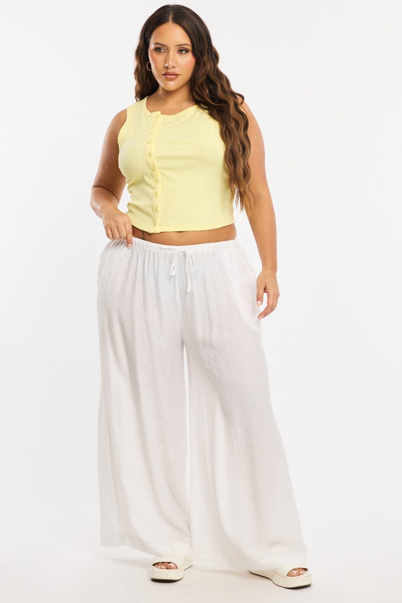 Yellow Asymmetrical Button Top Sleeveless for YouandAll Fashion