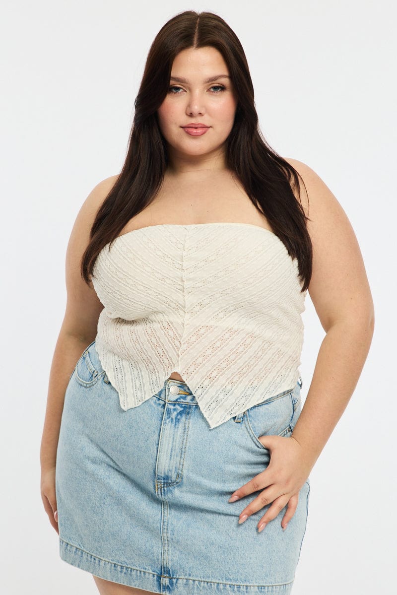 White Bandeau Top V Hem for YouandAll Fashion