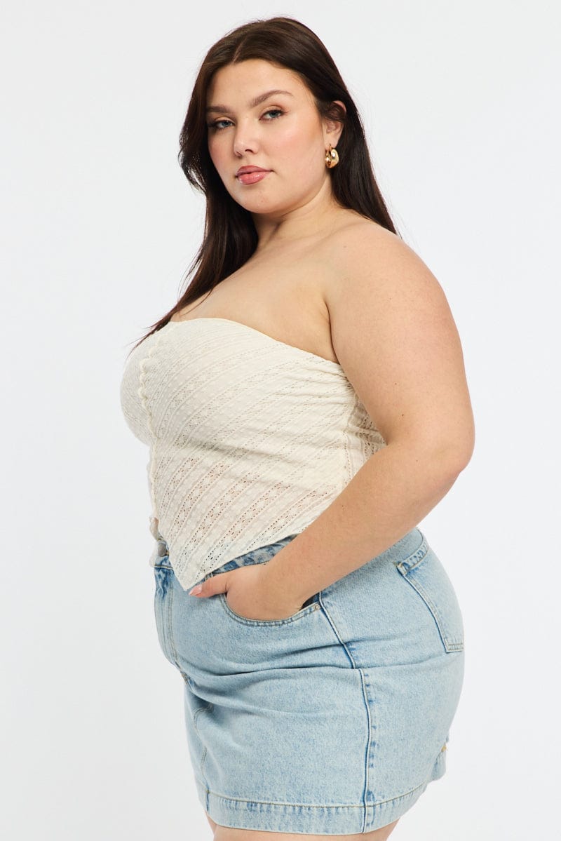 White Bandeau Top V Hem for YouandAll Fashion
