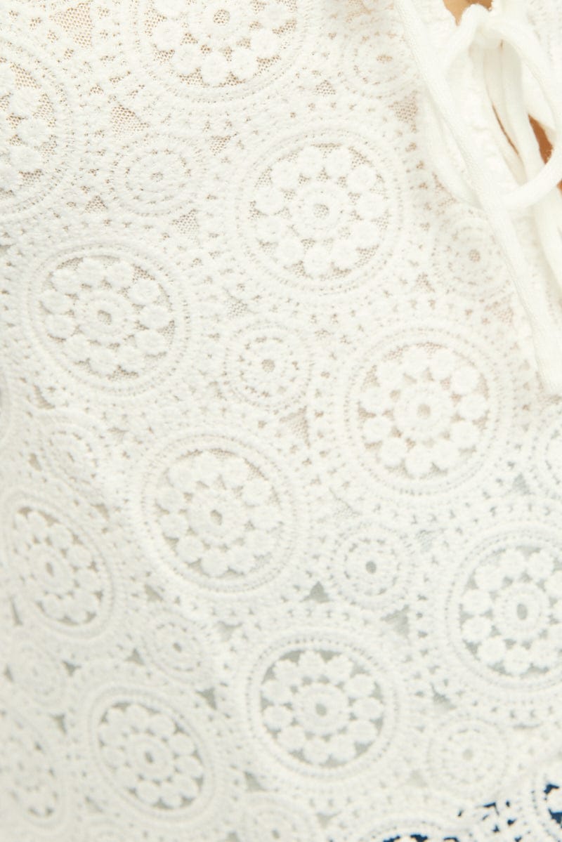 White Crochet Vest Tie Front for YouandAll Fashion