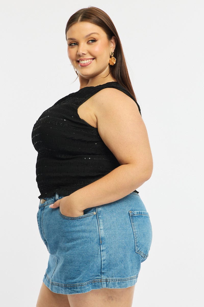 Black One Shoulder Ruffle Top for YouandAll Fashion