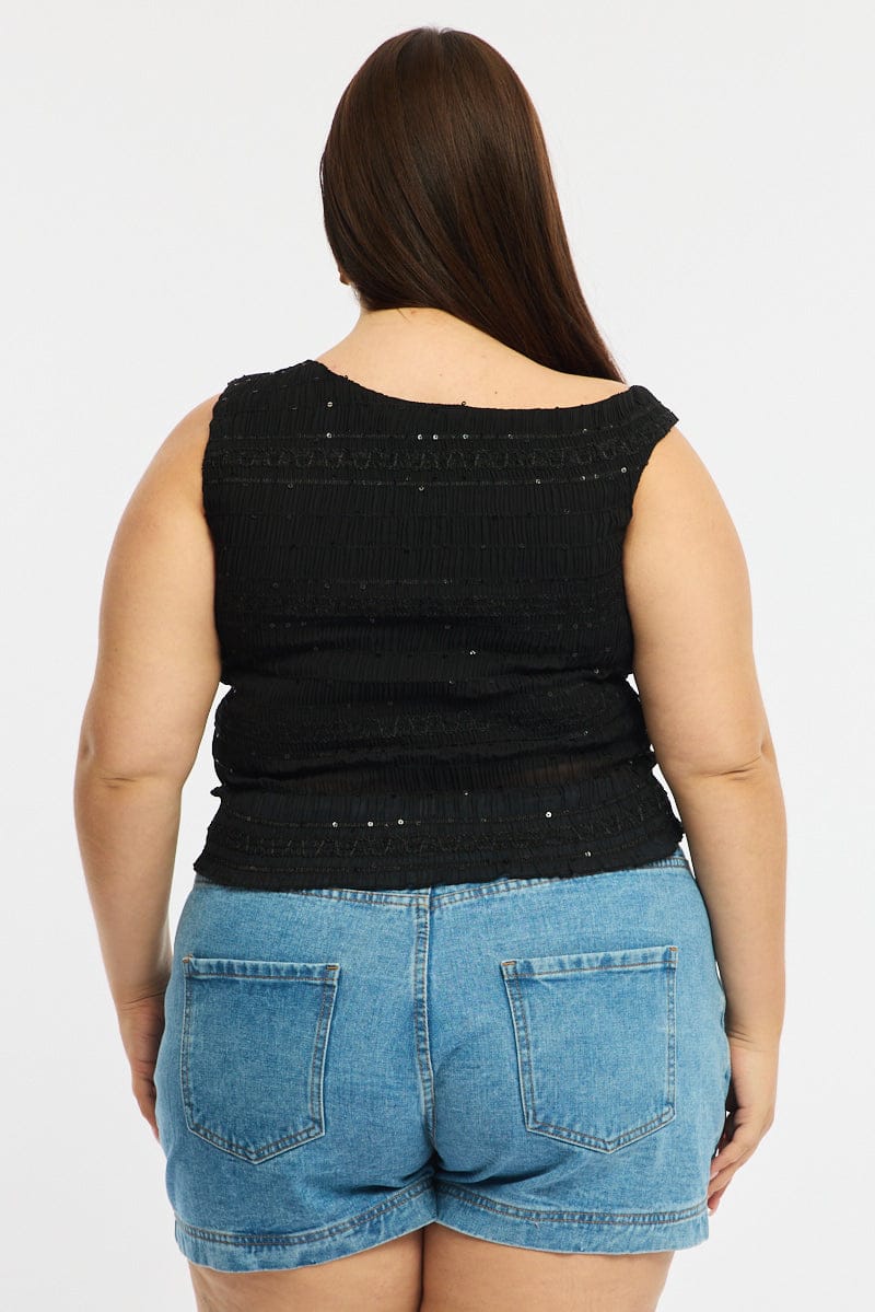 Black One Shoulder Ruffle Top for YouandAll Fashion