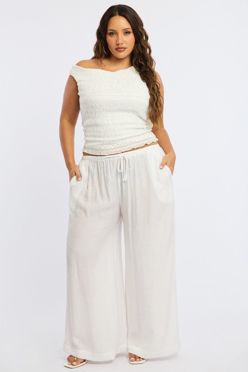 White One Shoulder Ruffle Top for YouandAll Fashion