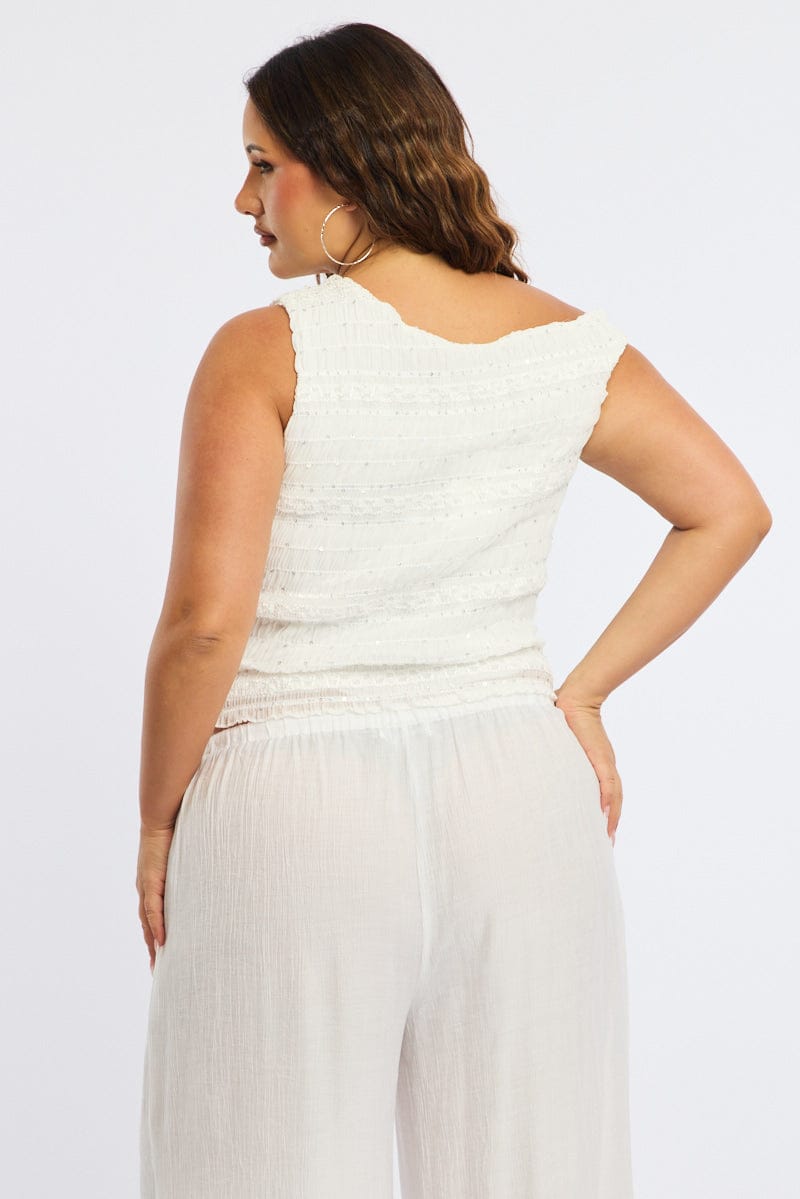 White One Shoulder Ruffle Top for YouandAll Fashion