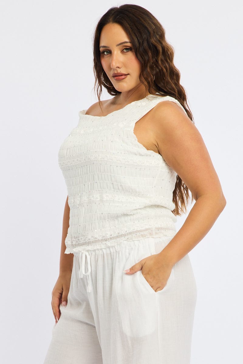 White One Shoulder Ruffle Top for YouandAll Fashion