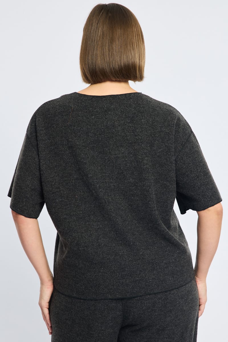 Grey Jersey Top Short Sleeve for YouandAll Fashion