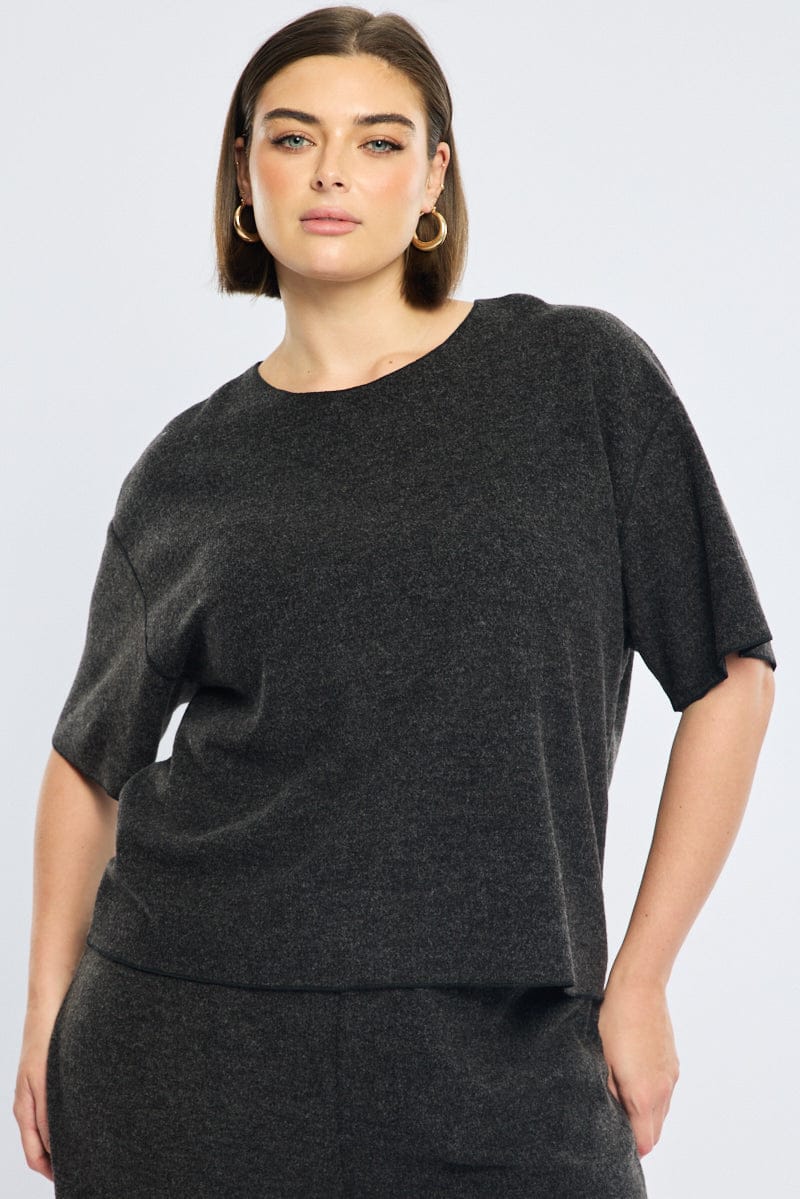Grey Jersey Top Short Sleeve for YouandAll Fashion