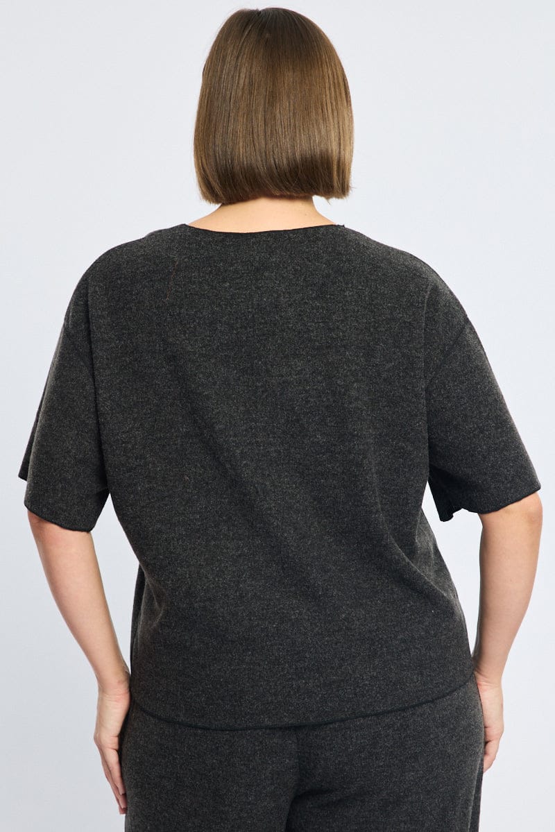Grey Jersey Top Short Sleeve for YouandAll Fashion
