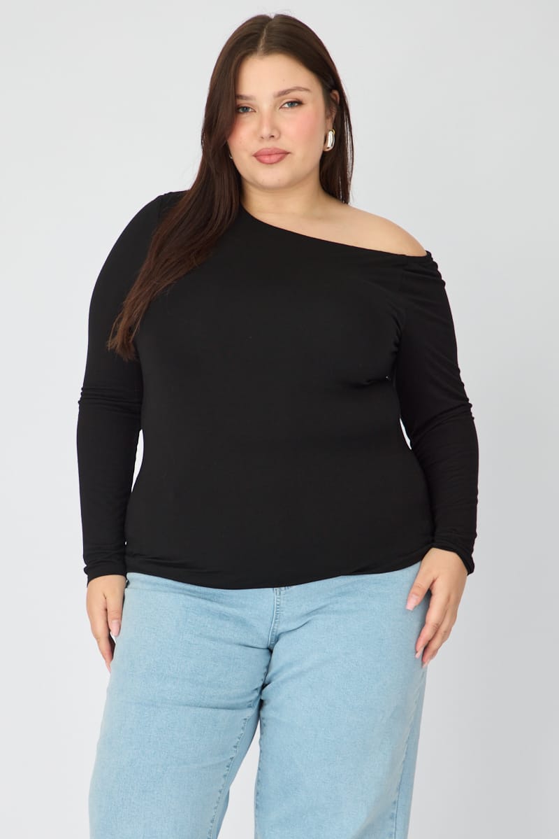 Black Jersey Top Long Sleeve for YouandAll Fashion