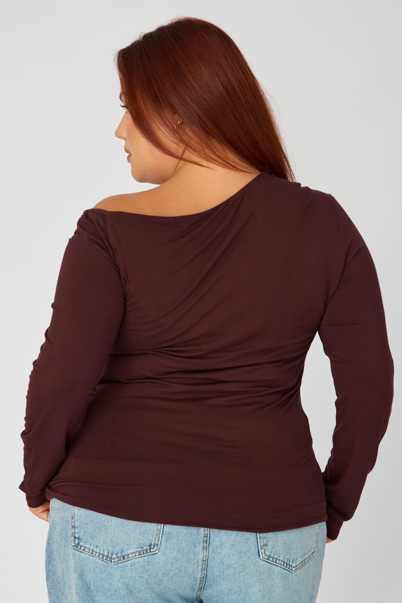 Brown Jersey Top Long Sleeve for YouandAll Fashion