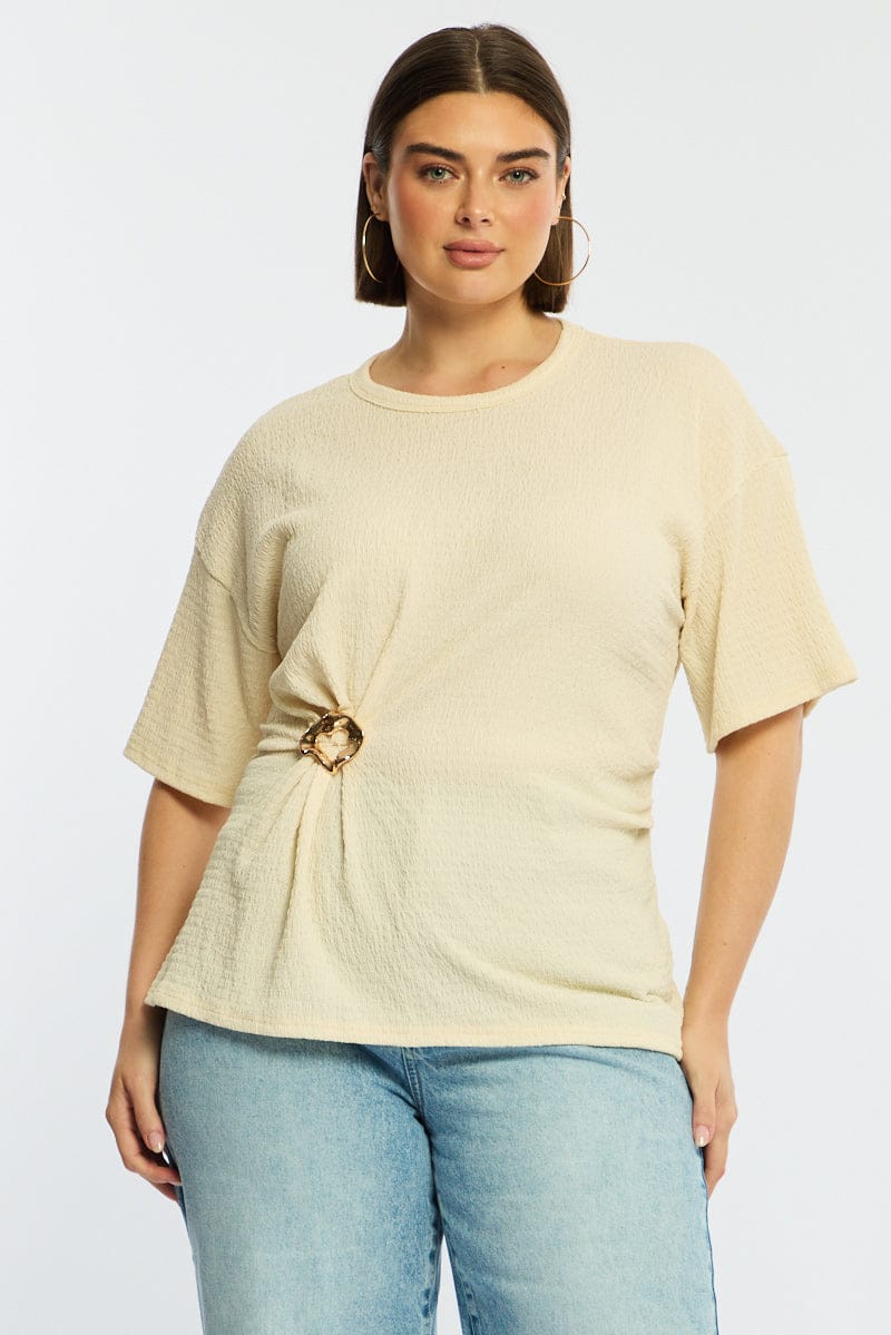 White Textured Top Short Sleeve for YouandAll Fashion