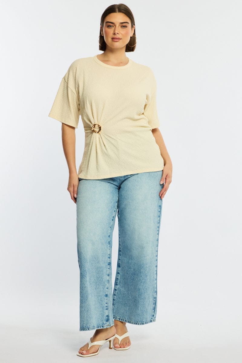 White Textured Top Short Sleeve for YouandAll Fashion