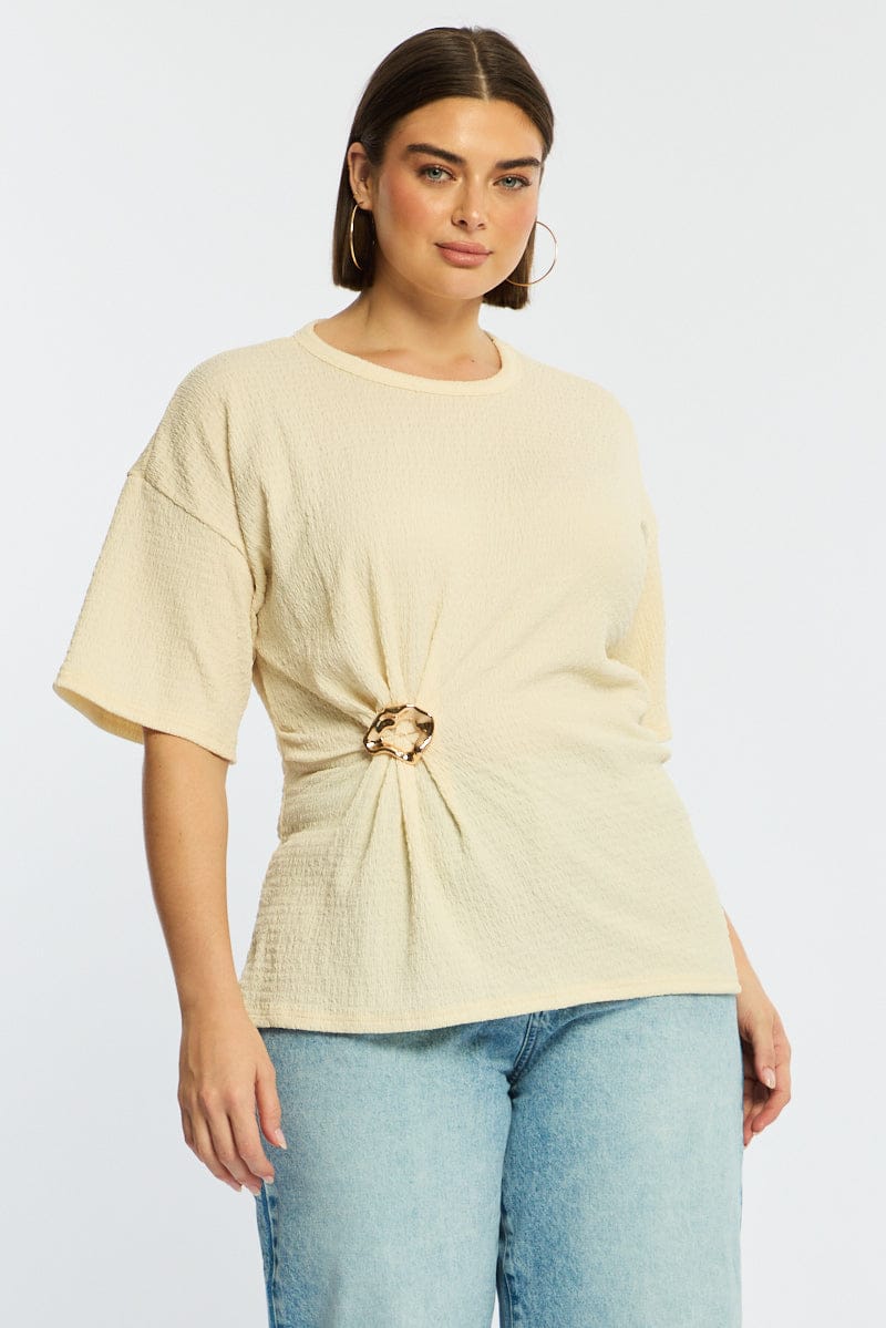 White Textured Top Short Sleeve for YouandAll Fashion