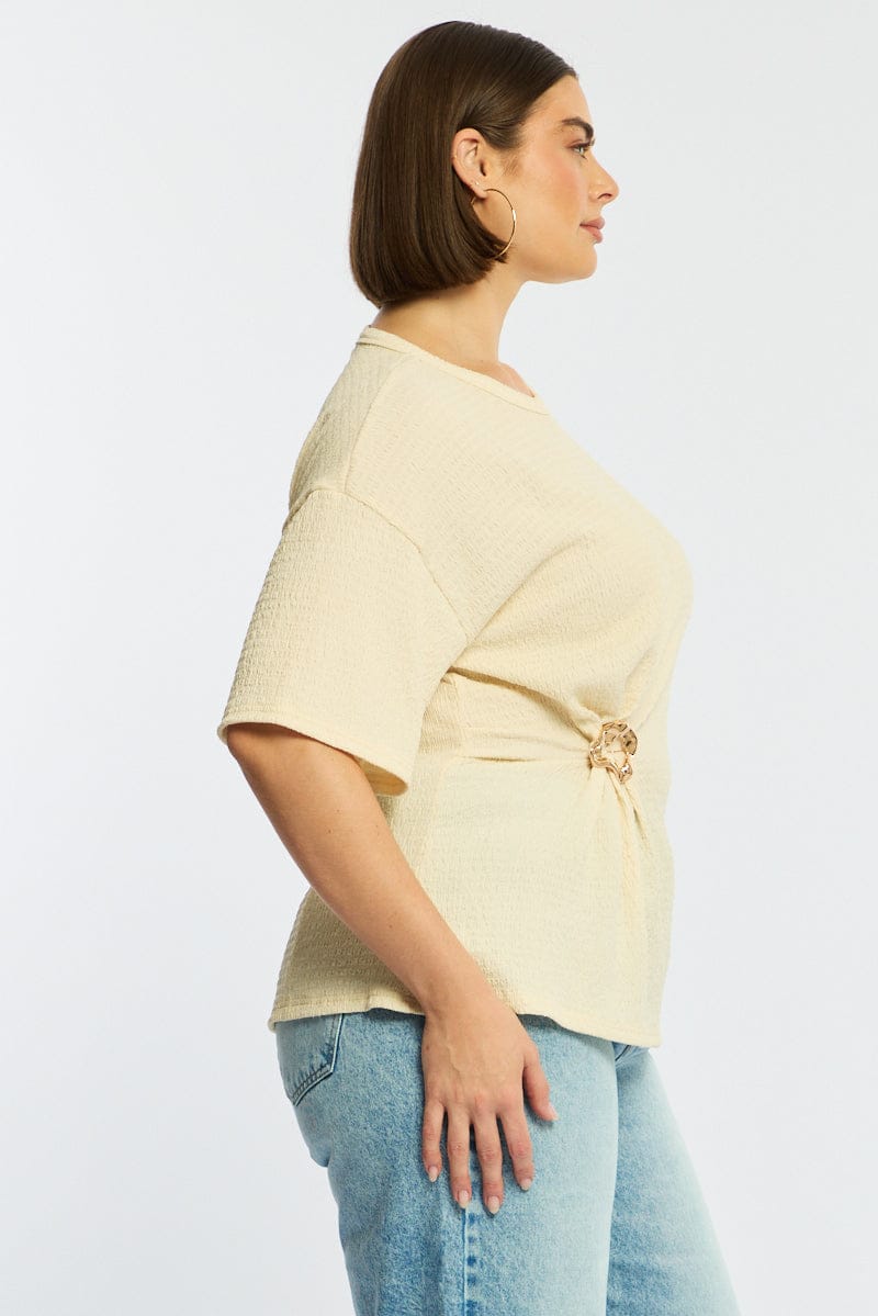 White Textured Top Short Sleeve for YouandAll Fashion