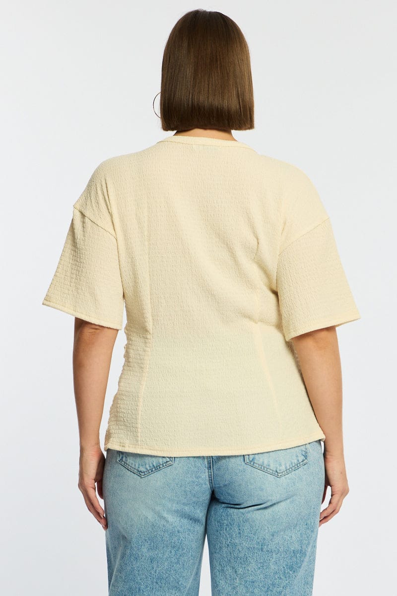 White Textured Top Short Sleeve for YouandAll Fashion