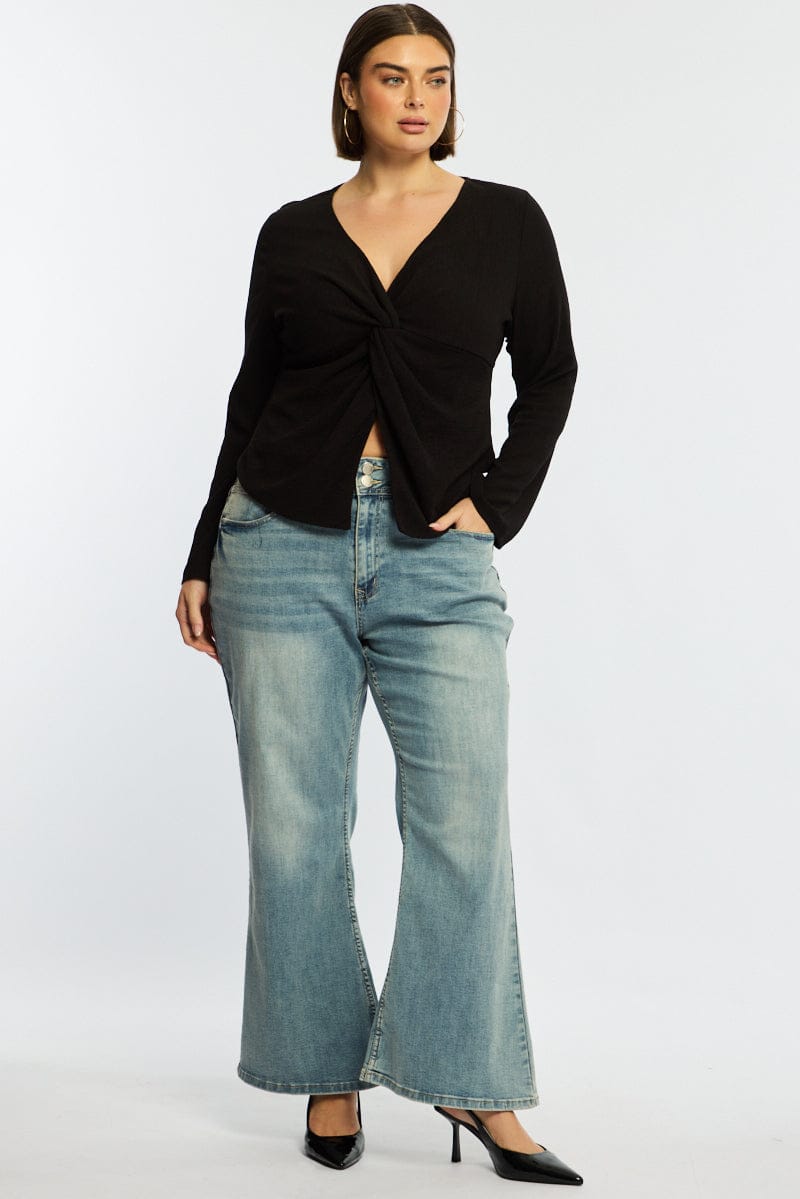 Black Textured Top Long Sleeve for YouandAll Fashion