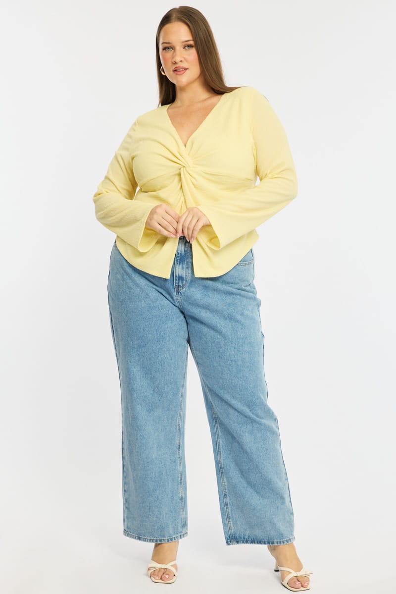 Yellow Textured Top Long Sleeve for YouandAll Fashion