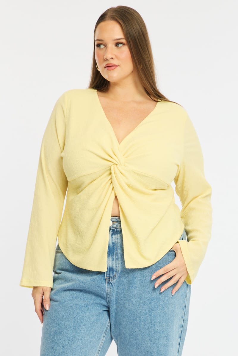 Yellow Textured Top Long Sleeve for YouandAll Fashion
