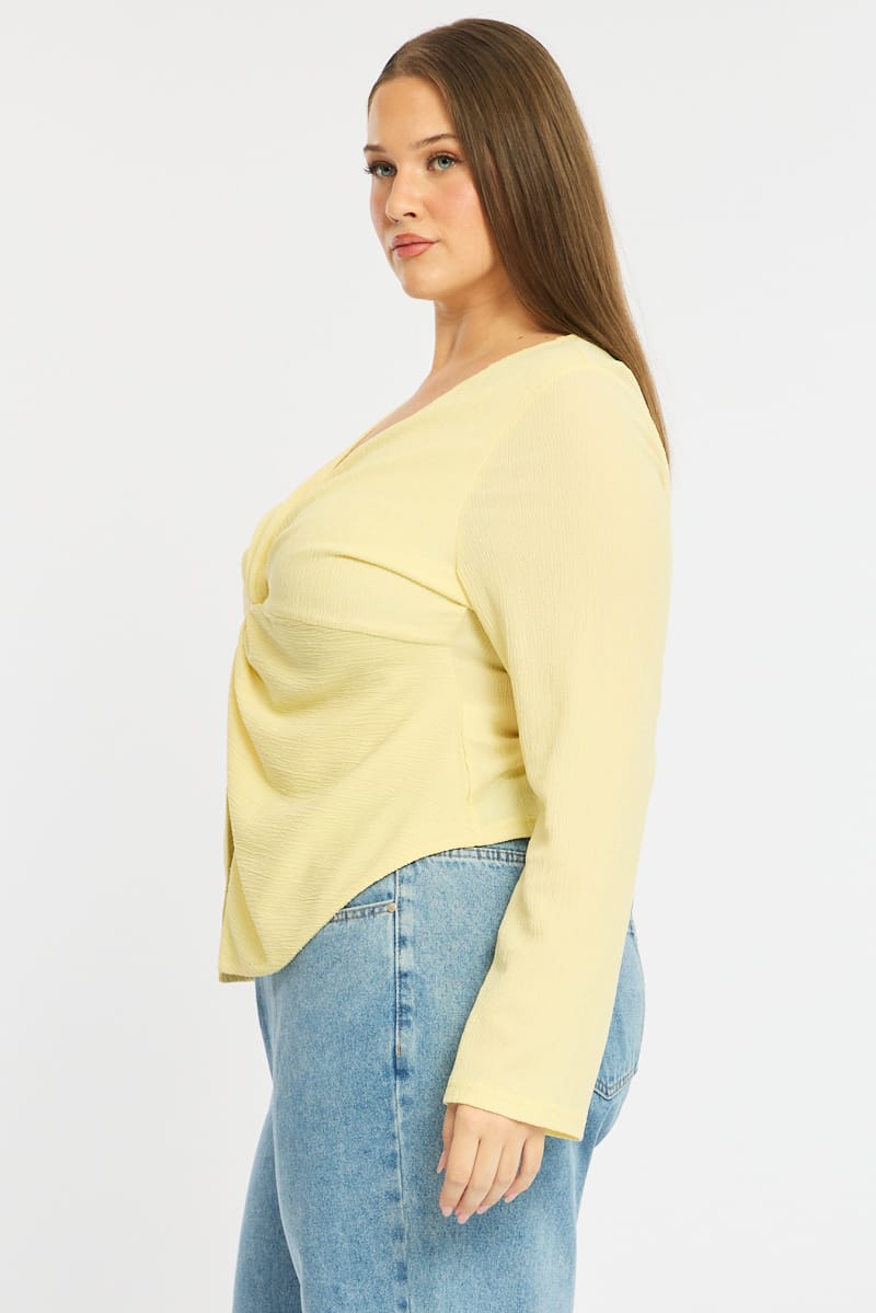 Yellow Textured Top Long Sleeve for YouandAll Fashion