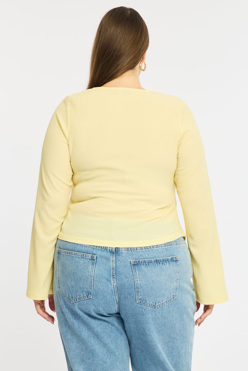 Yellow Textured Top Long Sleeve for YouandAll Fashion