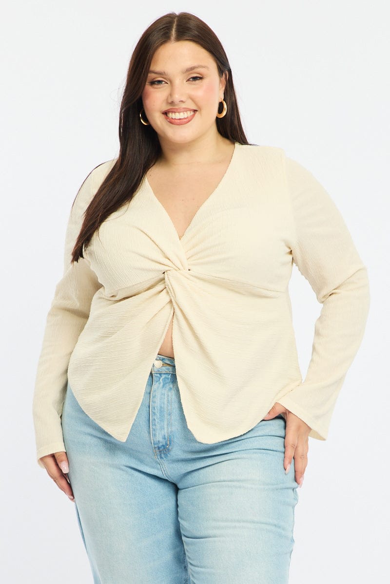 White Textured Top Long Sleeve for YouandAll Fashion