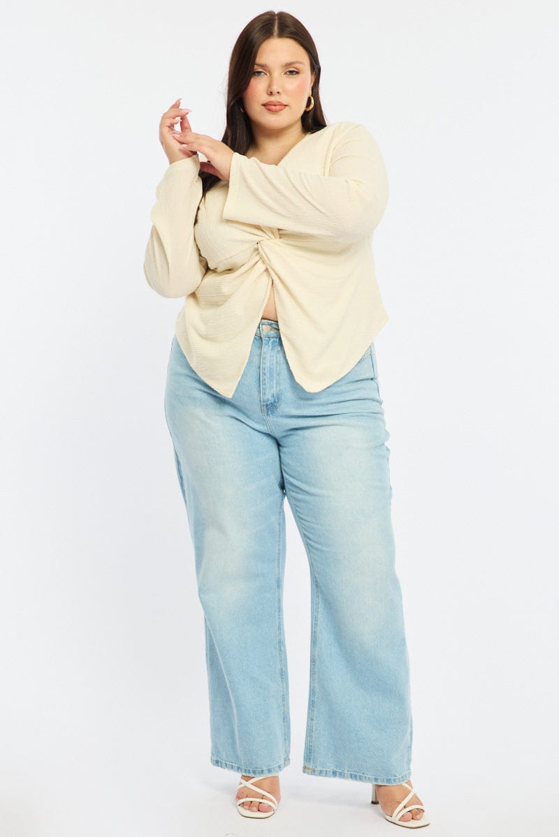 White Textured Top Long Sleeve for YouandAll Fashion