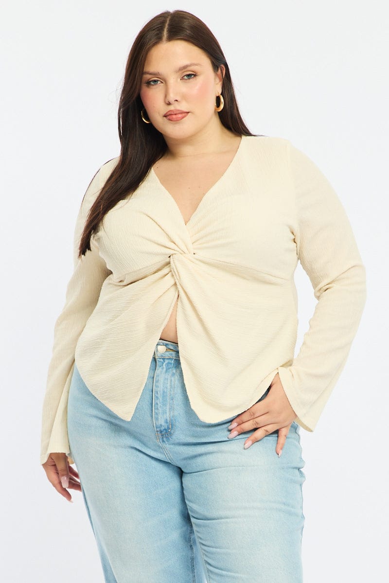 White Textured Top Long Sleeve for YouandAll Fashion