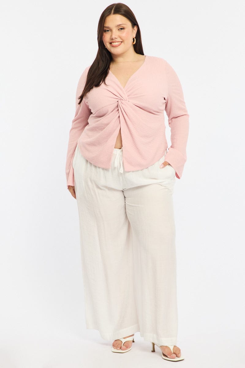 Pink Textured Top Long Sleeve for YouandAll Fashion