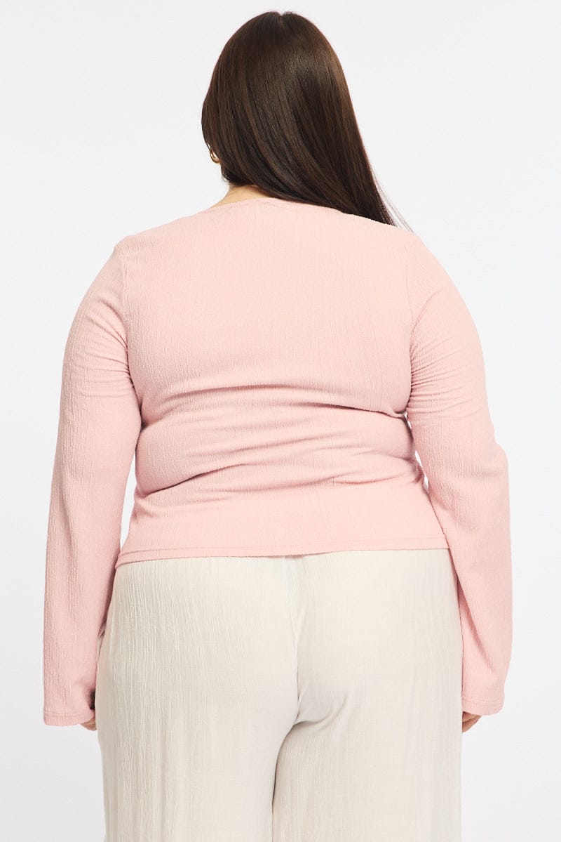 Pink Textured Top Long Sleeve for YouandAll Fashion