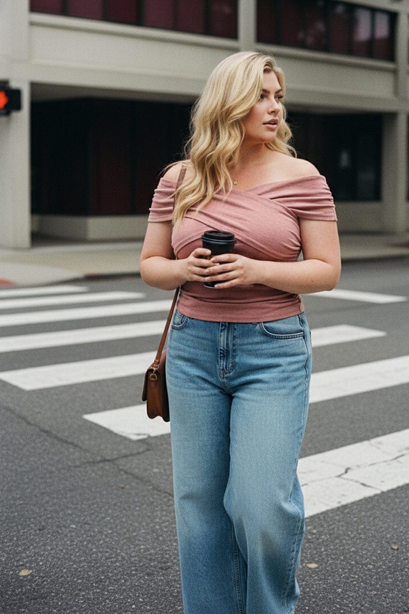 Pink Off Shoulder Jersey Top Short Sleeve for YouandAll Fashion