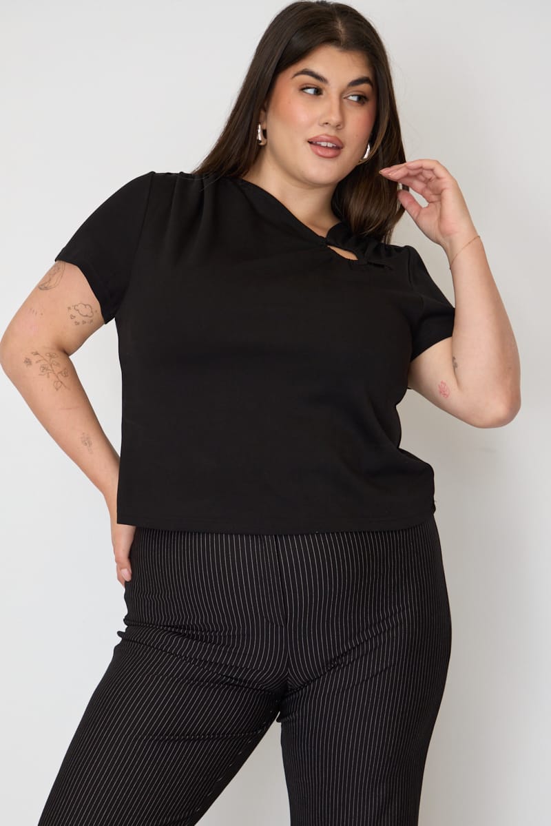 Black Soft Touch Top Short Sleeve for YouandAll Fashion