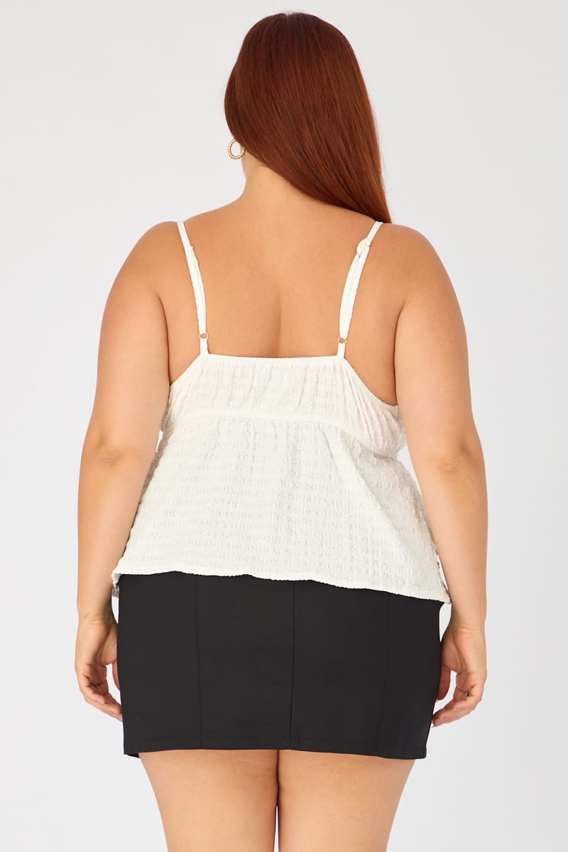 White Babydoll Cami Top Textured Shimmer for YouandAll Fashion