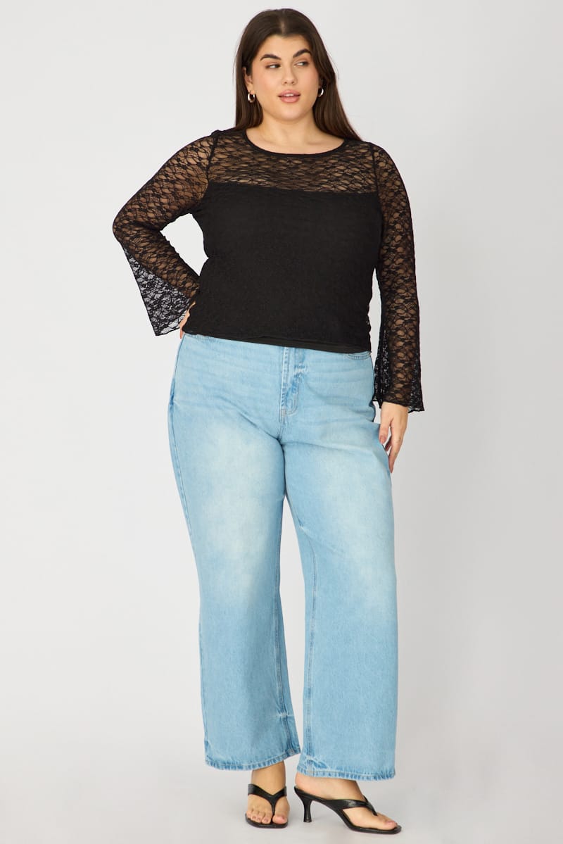 Black Lace Top Long Sleeve for YouandAll Fashion