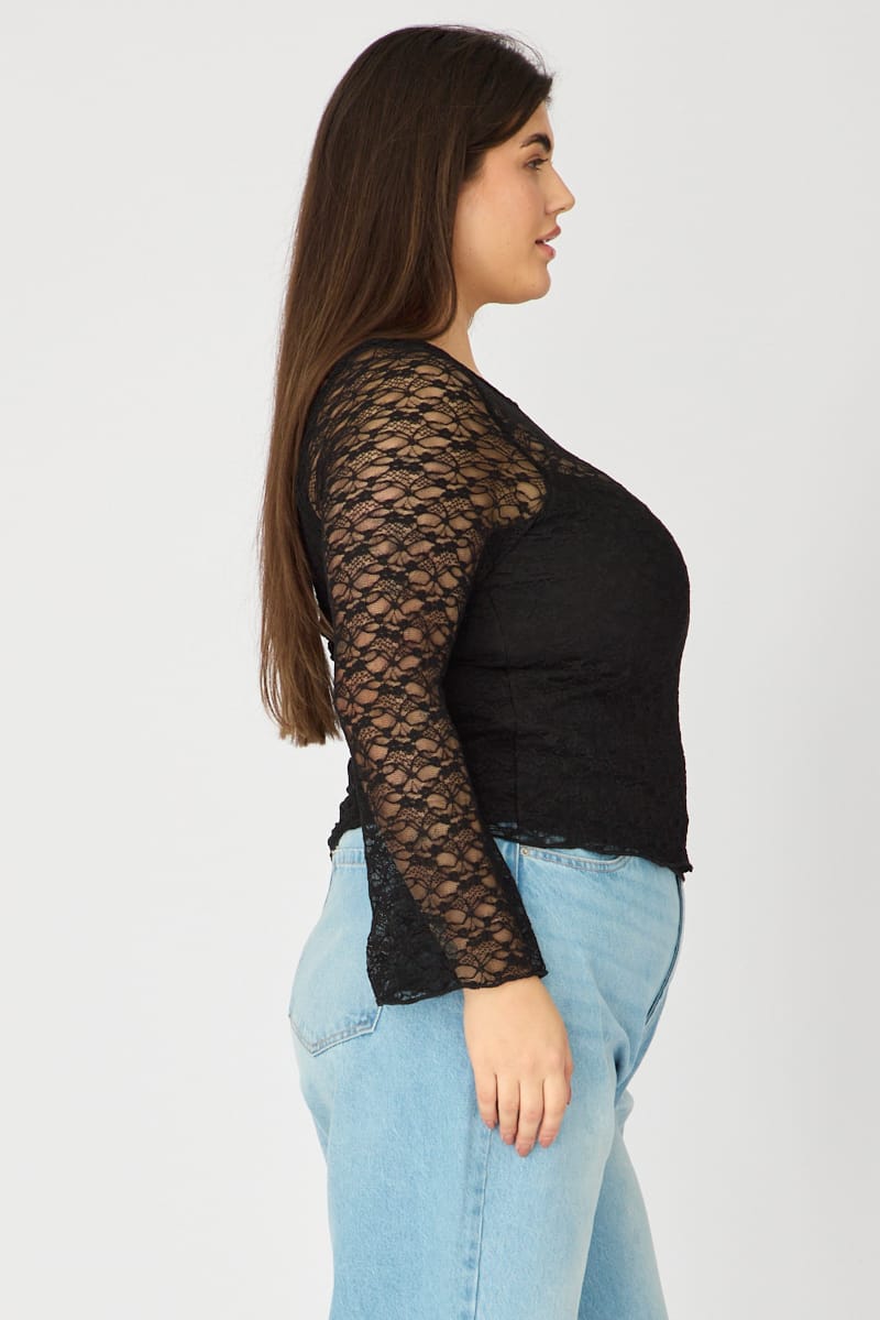 Black Lace Top Long Sleeve for YouandAll Fashion