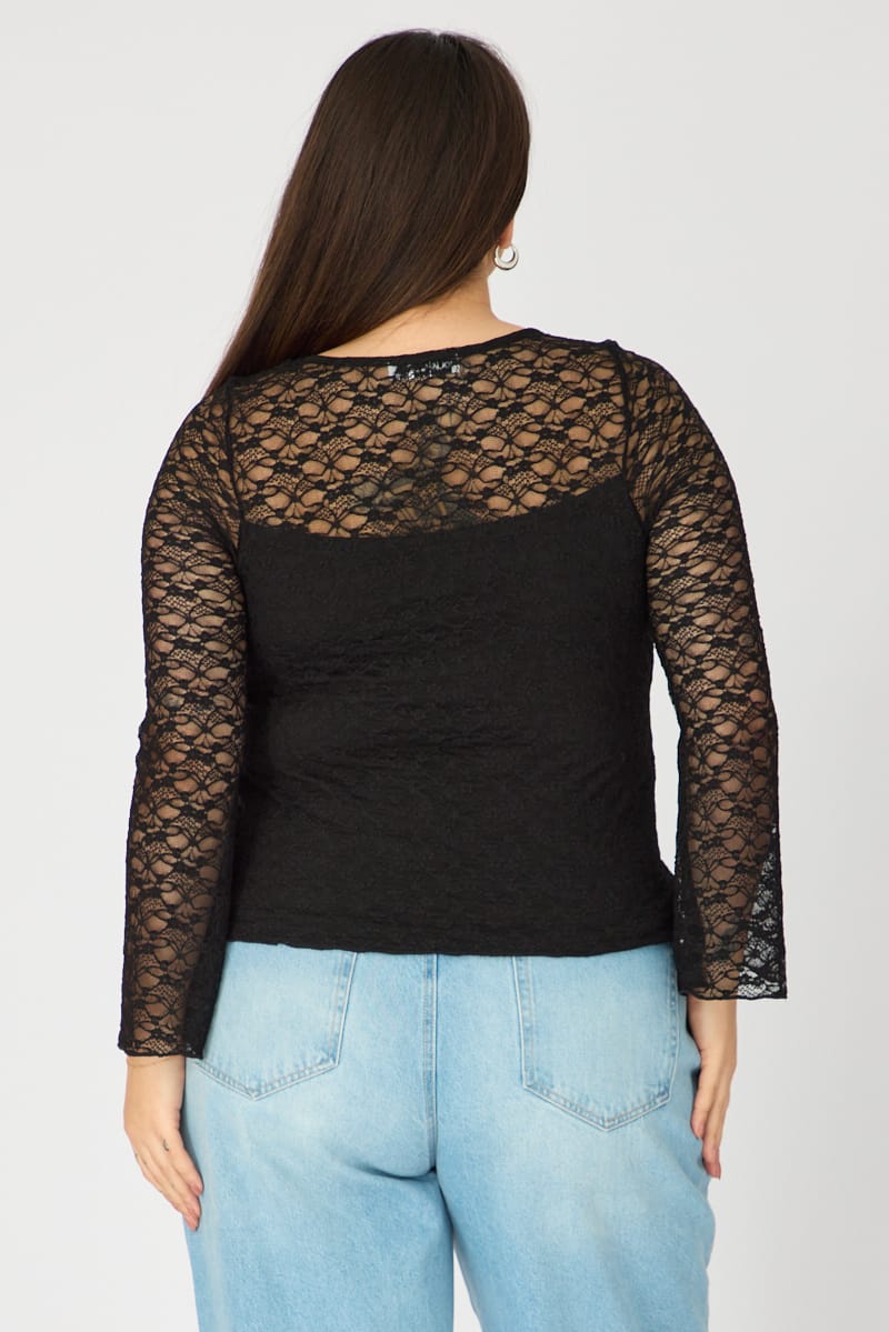 Black Lace Top Long Sleeve for YouandAll Fashion