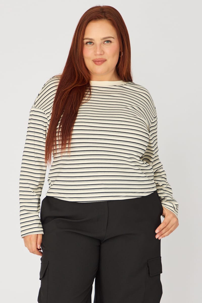 White Stripe T-shirt Long Sleeve for YouandAll Fashion