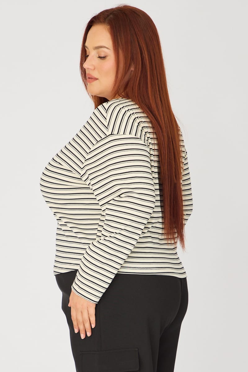 White Stripe T-shirt Long Sleeve for YouandAll Fashion