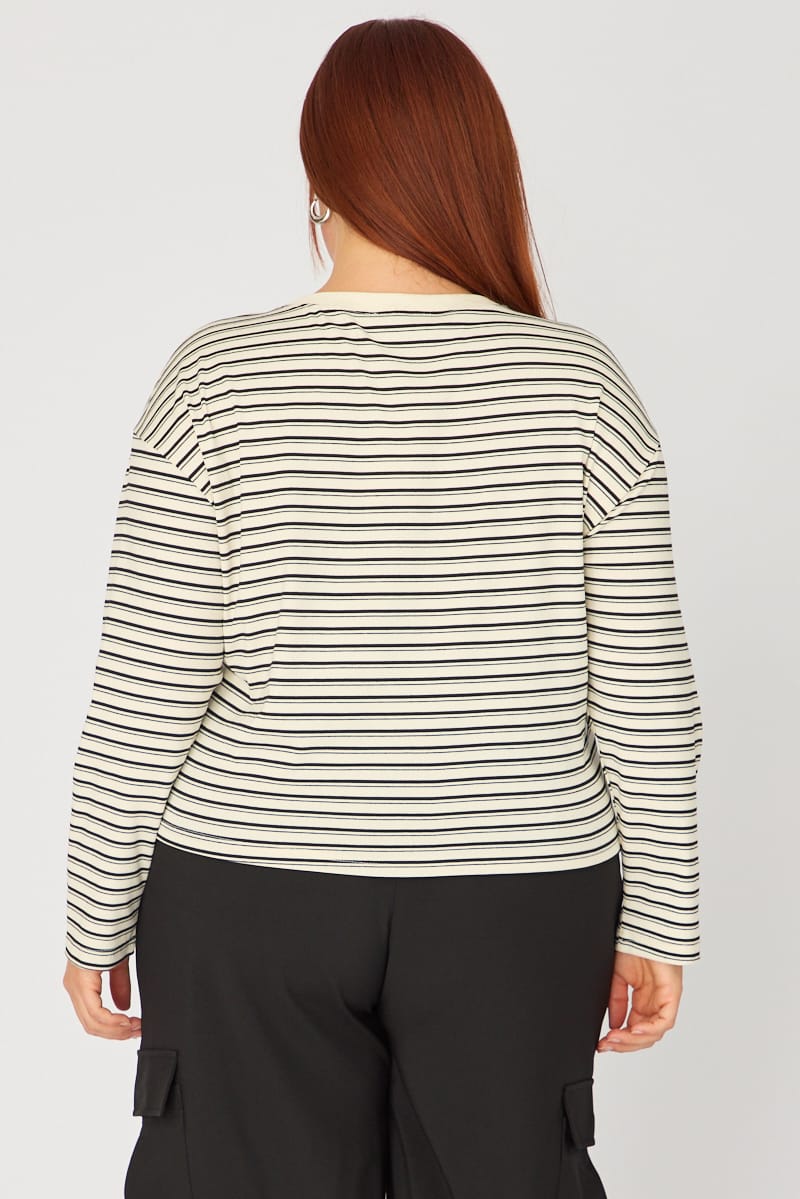 White Stripe T-shirt Long Sleeve for YouandAll Fashion