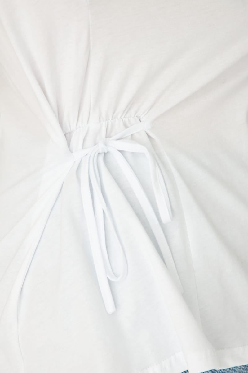 White T-shirt Short Sleeve Side Tie for YouandAll Fashion