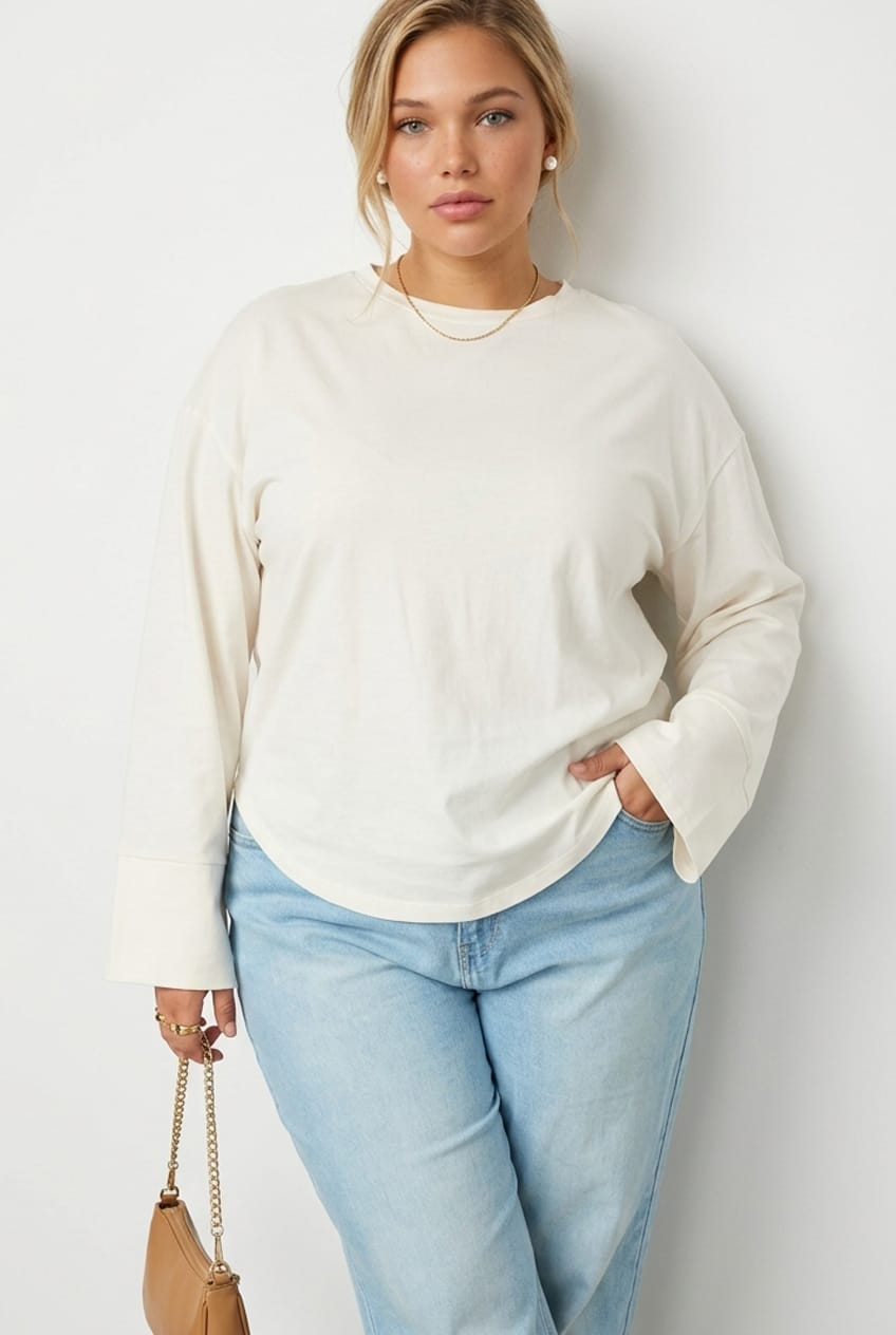 White Bat Wing Top Long Sleeve Cinched Waist for YouandAll Fashion