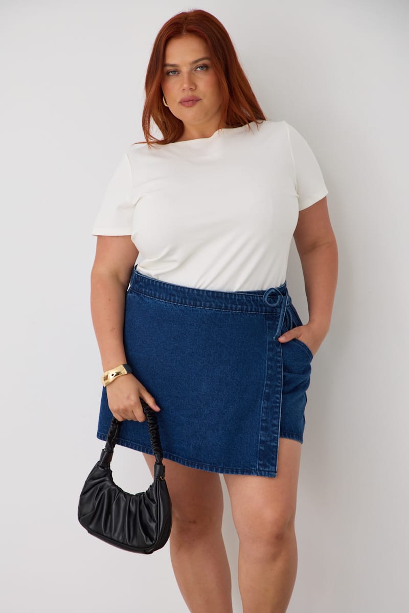 White Asymmetric Hem Short Sleeve T-shirt for YouandAll Fashion